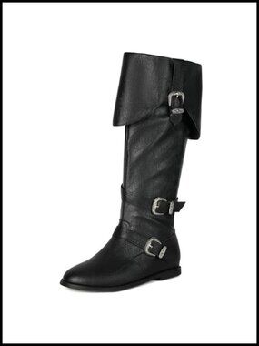 Women's Knee High Pirate Boots Low Heel Renaissance Vintage Costume Shoes